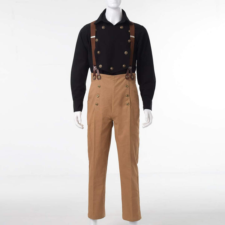 GRACEART Steampunk Gothic Herren Hose Men Lange Casual Hosen Mittelalter Kostüm Cosplay, XXL Khaki