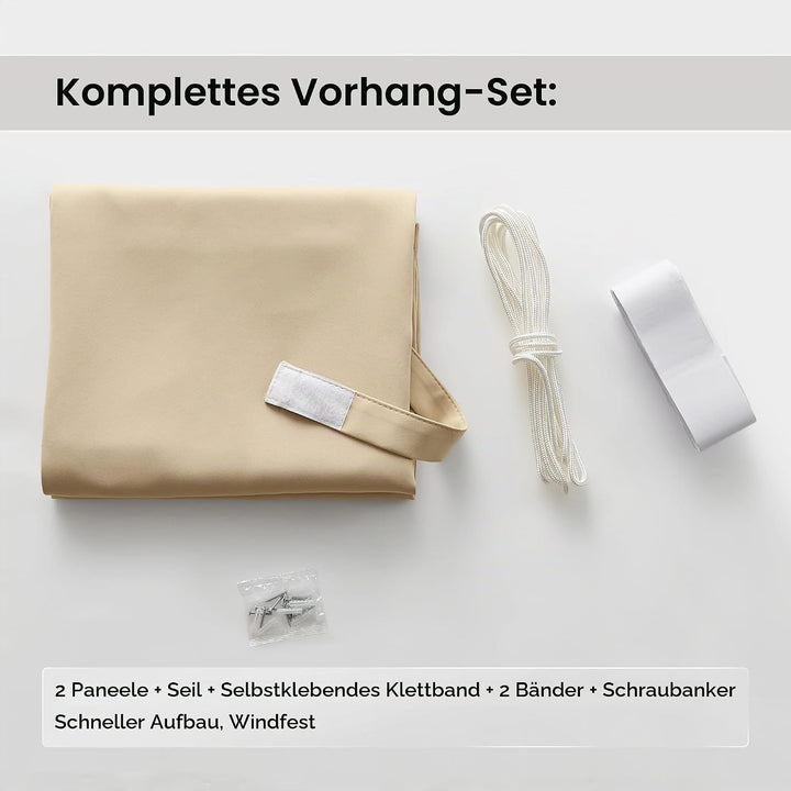 PONY DANCE Outdoorvorhänge mit Klettverschluss und Verdeckten Schlaufen Outdoor Vorhang Wetterfest S