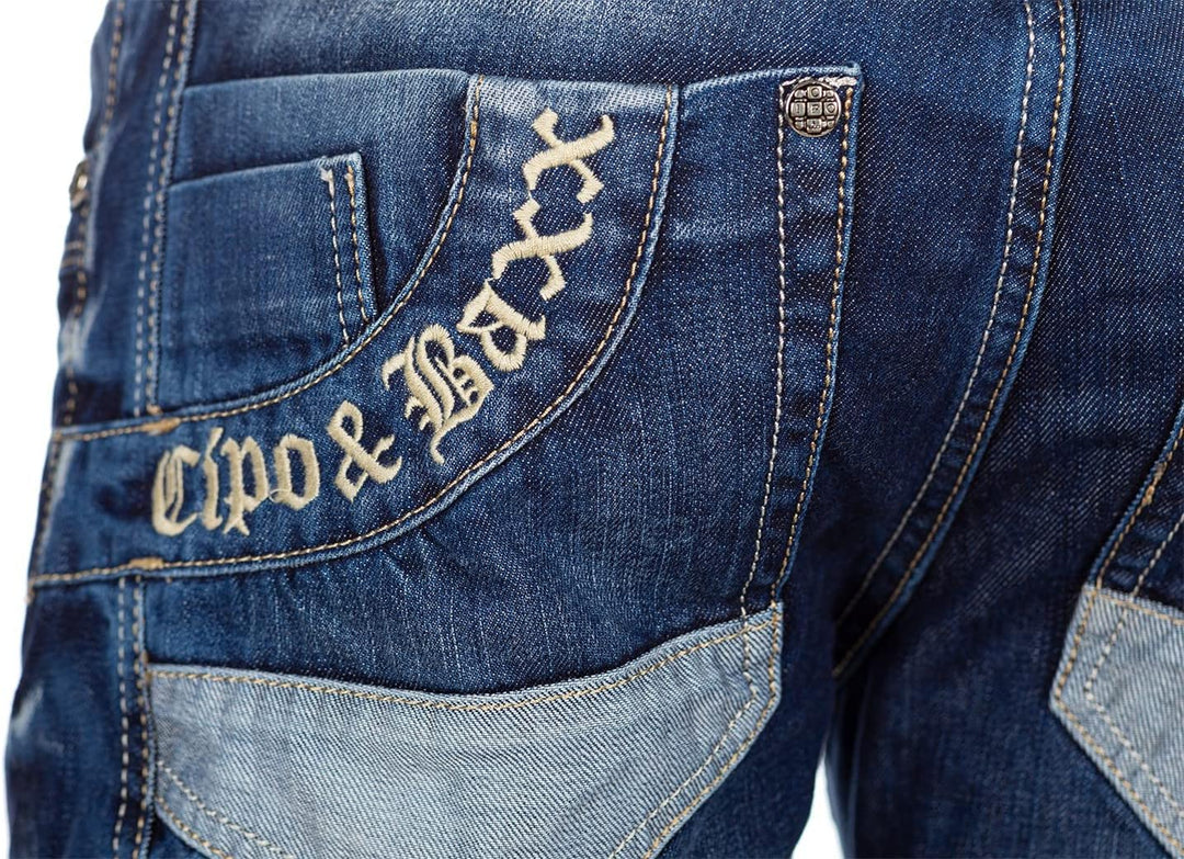 Cipo & Baxx Herren Jeans Hosen Besondere Designs Extravagant 29W / 32L Blau - 80, 29W / 32L Blau - 8