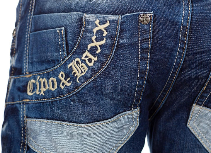 Cipo & Baxx Herren Jeans Hosen Besondere Designs Extravagant 29W / 32L Blau - 80, 29W / 32L Blau - 8