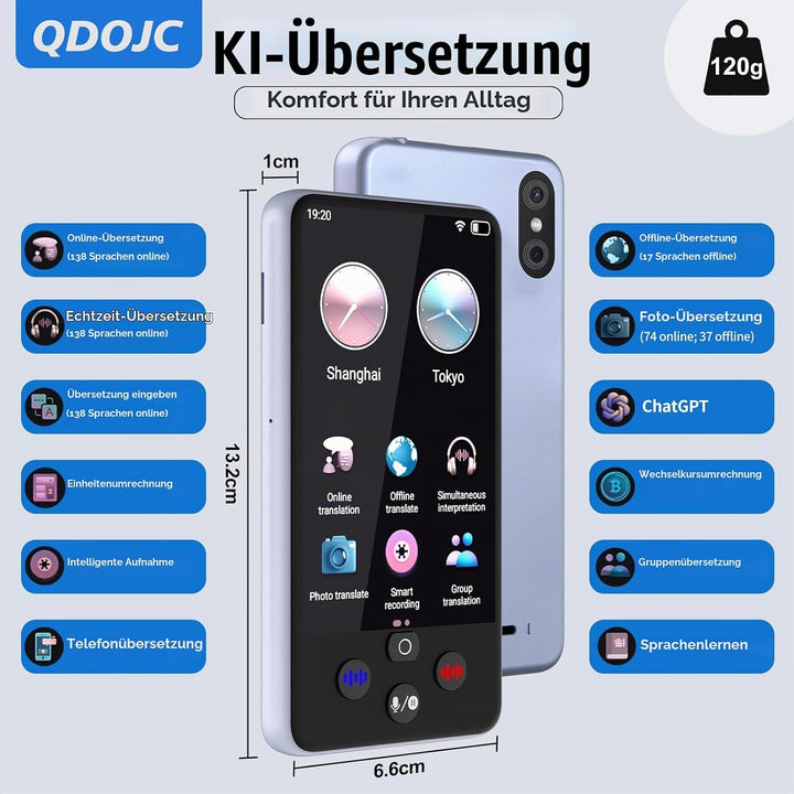 Ki Übersetzer, 19 Sprachen Sprachübersetzer Ohne Internet mit Offline Deutsch, 138 Sprachen Echtzeit