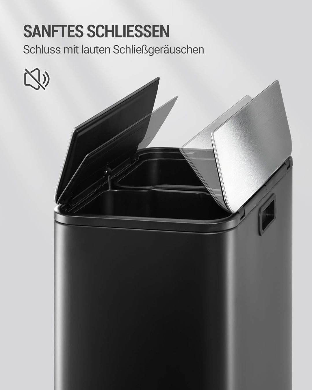 Hzuaneri Mülleimer Küche, 2 x 28 Liter Mülleimer Schmal, Mülltrennsystem mit Herausnehmbarem Innenei