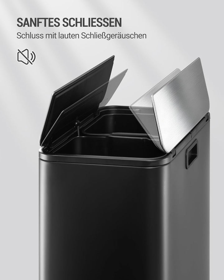 Hzuaneri Mülleimer Küche, 2 x 28 Liter Mülleimer Schmal, Mülltrennsystem mit Herausnehmbarem Innenei