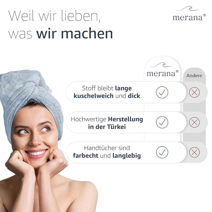 Merana Oslo Handtücher 50x100 cm - 2X Luxus Handtuch - Schnelltrocknendes Handtuch aus 100% feinster