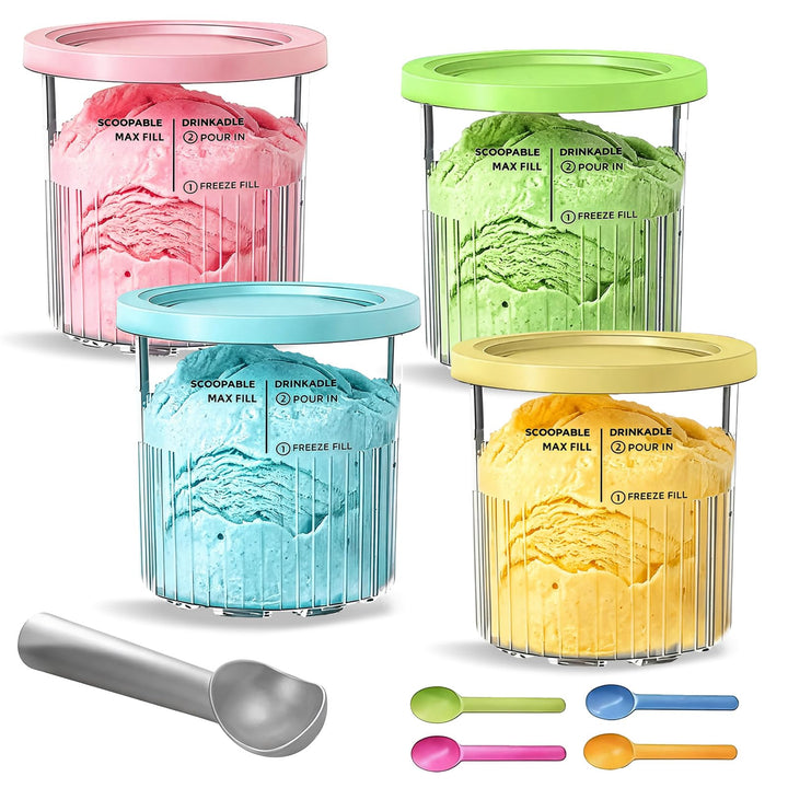 Xylota 4 Stück für Ninja Swirl Creami Deluxe Behälter, Eisbehälter mit Farbige Deckeln Kompatibel mi
