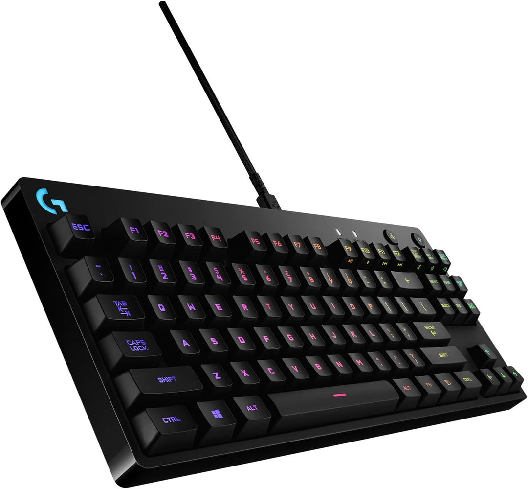 Logitech G PRO TKL mechanische Gaming-Tastatur, GX-Blue Clicky Switches, LIGHTSYNC RGB, Design ohne