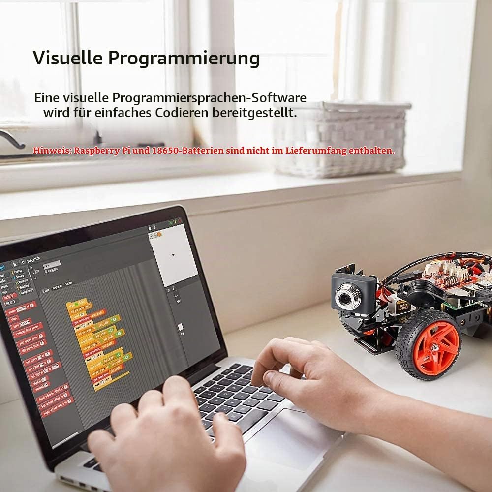 SUNFOUNDER Smart Video Car Kit V2.0 für Raspberry Pi 4 Model B 3B+ 3B Roboter Bausatz mit Graphical