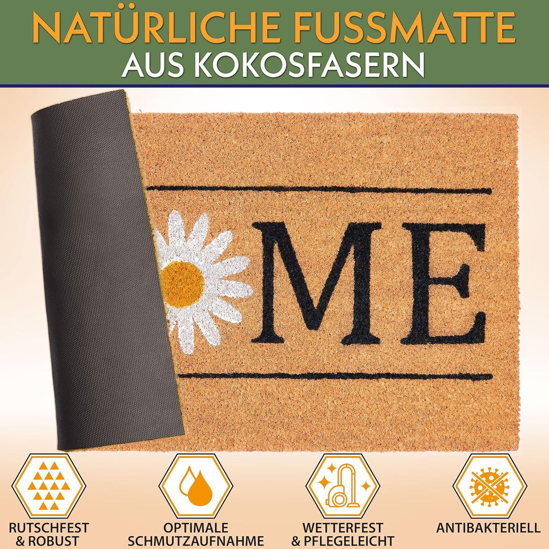 BRUBAKER Fussmatte für Aussen und Innen - Home mit Gänseblümchen - 45 x 75 cm Schmutzfangmatte aus K