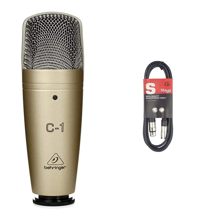 Behringer C-1 Studio Kondensator Mikrofon & Stagg Mikrofonkabel High Quality - 3 Meter - 1x XLR Male