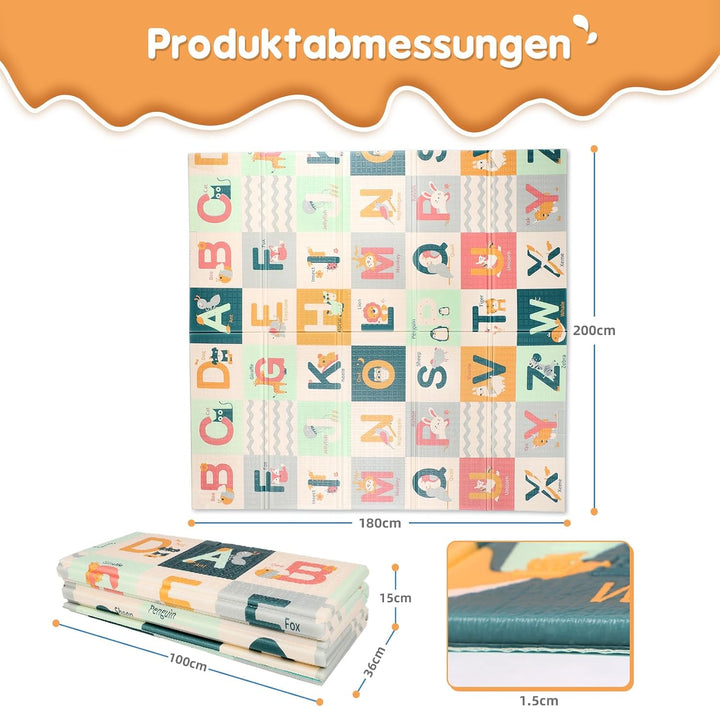 Dripex Krabbelmatte Baby Faltbar 200x180x1.5 CM Kinder Spielmatte Rutschfeste Krabbeldecke Wendbar G