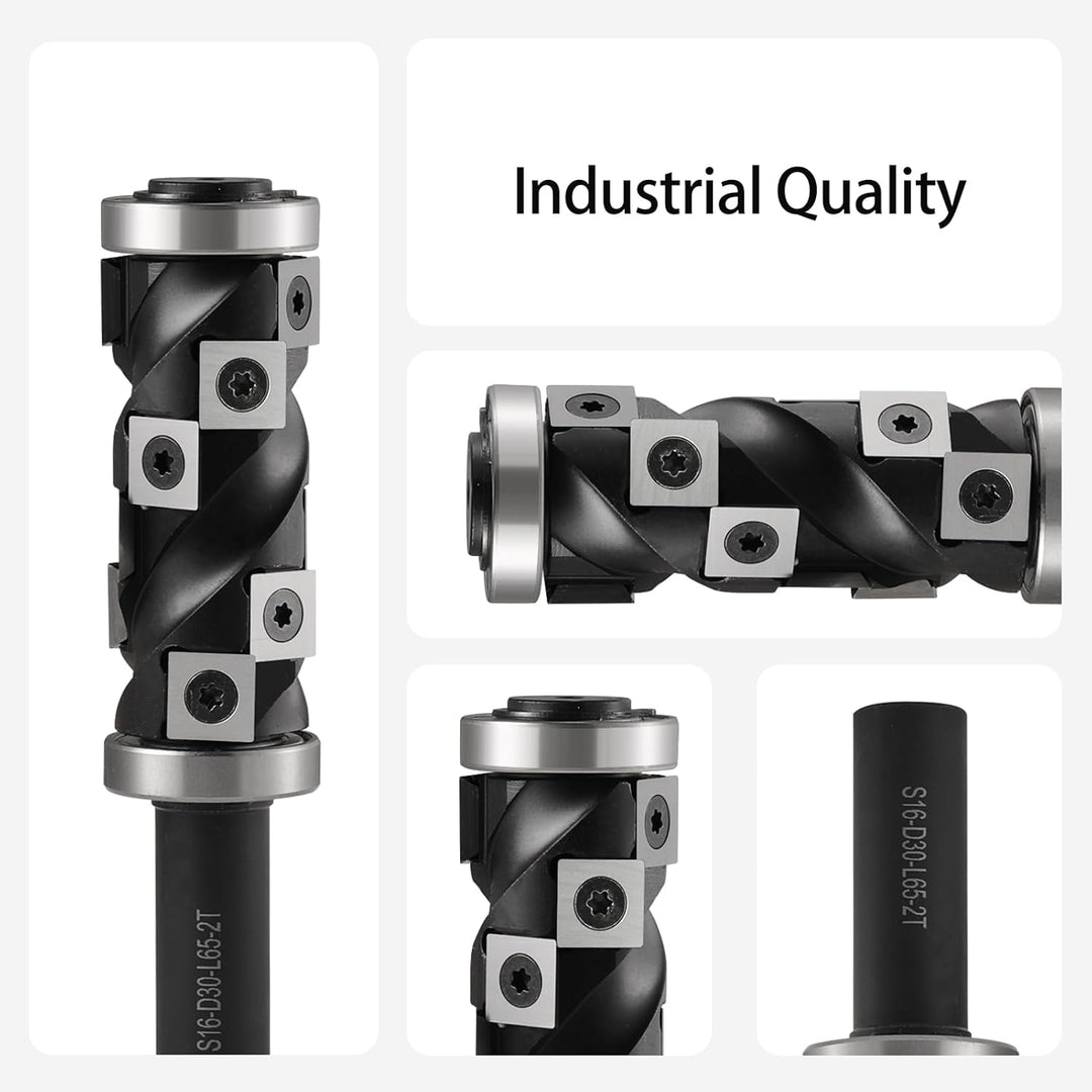 HOZLY Wendeplatten Bündigfräser 16mm Schaft, 30mm Schnittdurchmesser Spiralnutfräser Kopierfräser fü