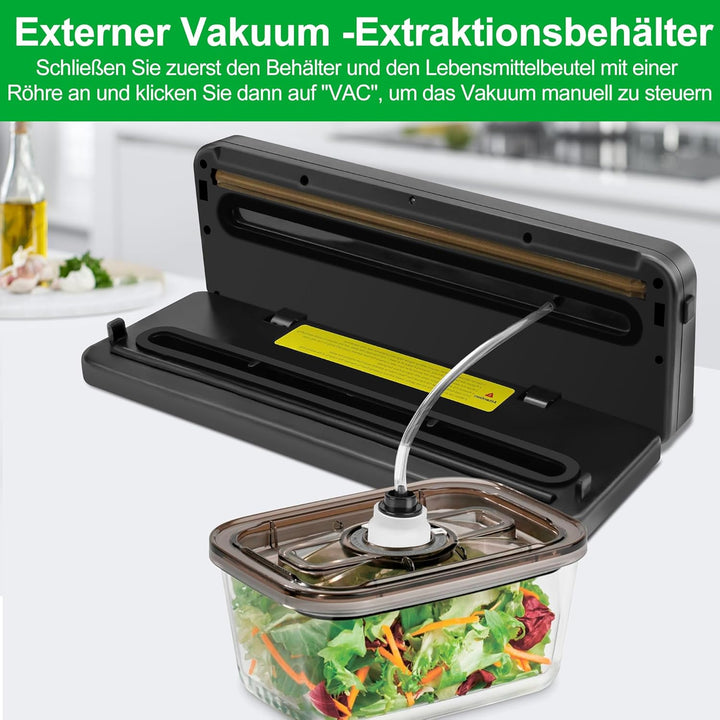 Vakuumiergerät, 7 in 1 Vakuumierer mit 100 Vakuumierbeutel, Vakuumiergerät Profi mit Cutter und Digi