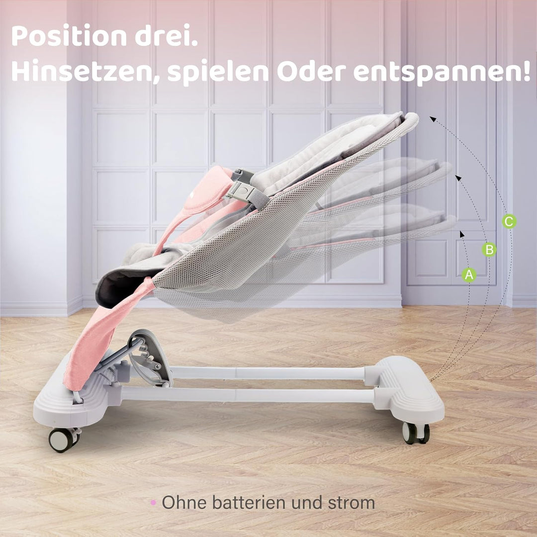 Babywippe mit Abnehmbarer Spielbogen, Baby Bouncer mit Klavierspielzeuge, Fütterungstablett, Verdick