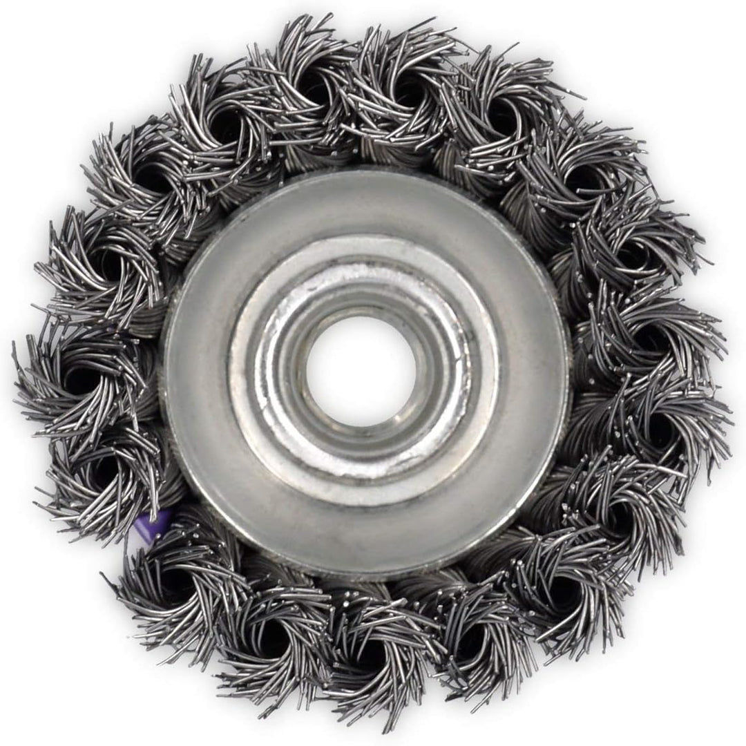 6x Topfbürste Drahtbürste Kegelbürste M14 für Flex Ø 75 mm gezopft