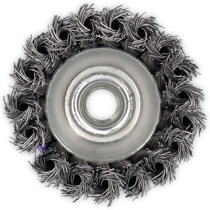 6x Topfbürste Drahtbürste Kegelbürste M14 für Flex Ø 75 mm gezopft