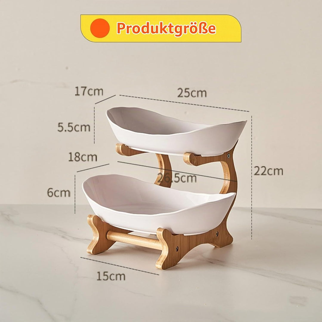 Obst Etagere Kunststoff Obstschale - Bruchsicher Kunststoffschalen mit 2 Etagen Kunststoff Obsttelle