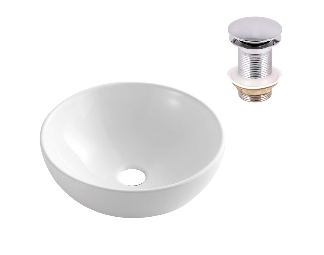 VBChome Waschbecken 39 cm Keramik Weiss Oval Waschtisch Pop-up ventil Click-Clack Handwaschbecken Au