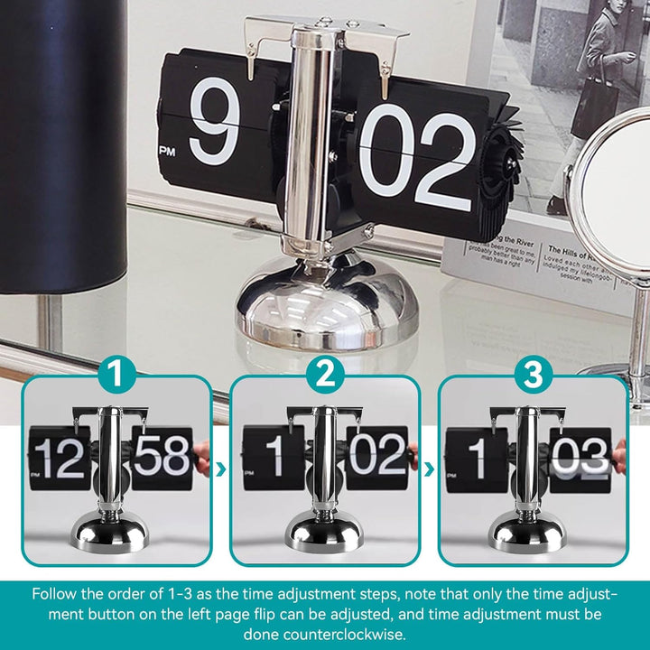 HERCHR Flip-Schreibtischuhr, Retro-Digital-Flip-Down-Uhr, Retro-Minimalist-Einfuss-mechanische Auto-