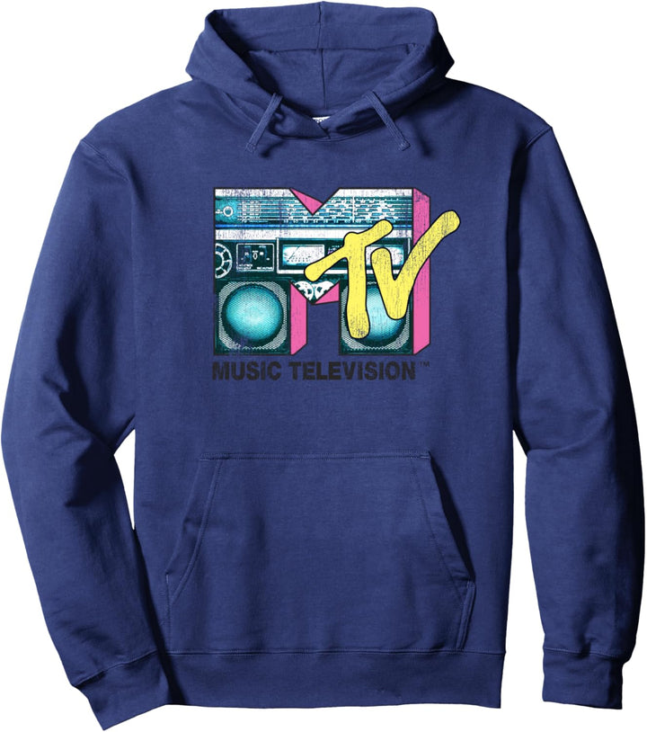 MTV Logo Blue And Yellow Retro Boombox Pullover Hoodie