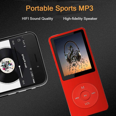 MP3-Player, Musik-Player mit 16GB Micro SD Karte, Ultra Slim Musik-Player mit eingebautem Lautsprech