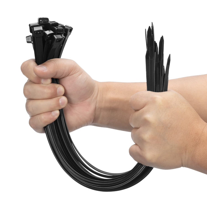 XINGO Lang Kabelbinder Schwarz,400mmx9mm Zugfestigkeit mit 80KG,100Stück Kabelbinder lang Set,UV Bes
