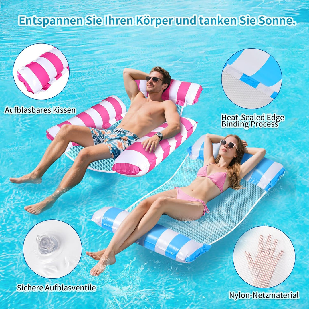 Luftmatratze Pool Schwimmnudel, 2 Stück Luftmatratze Wasser Hängematte, 4 In 1 Wasserhängematte Mit