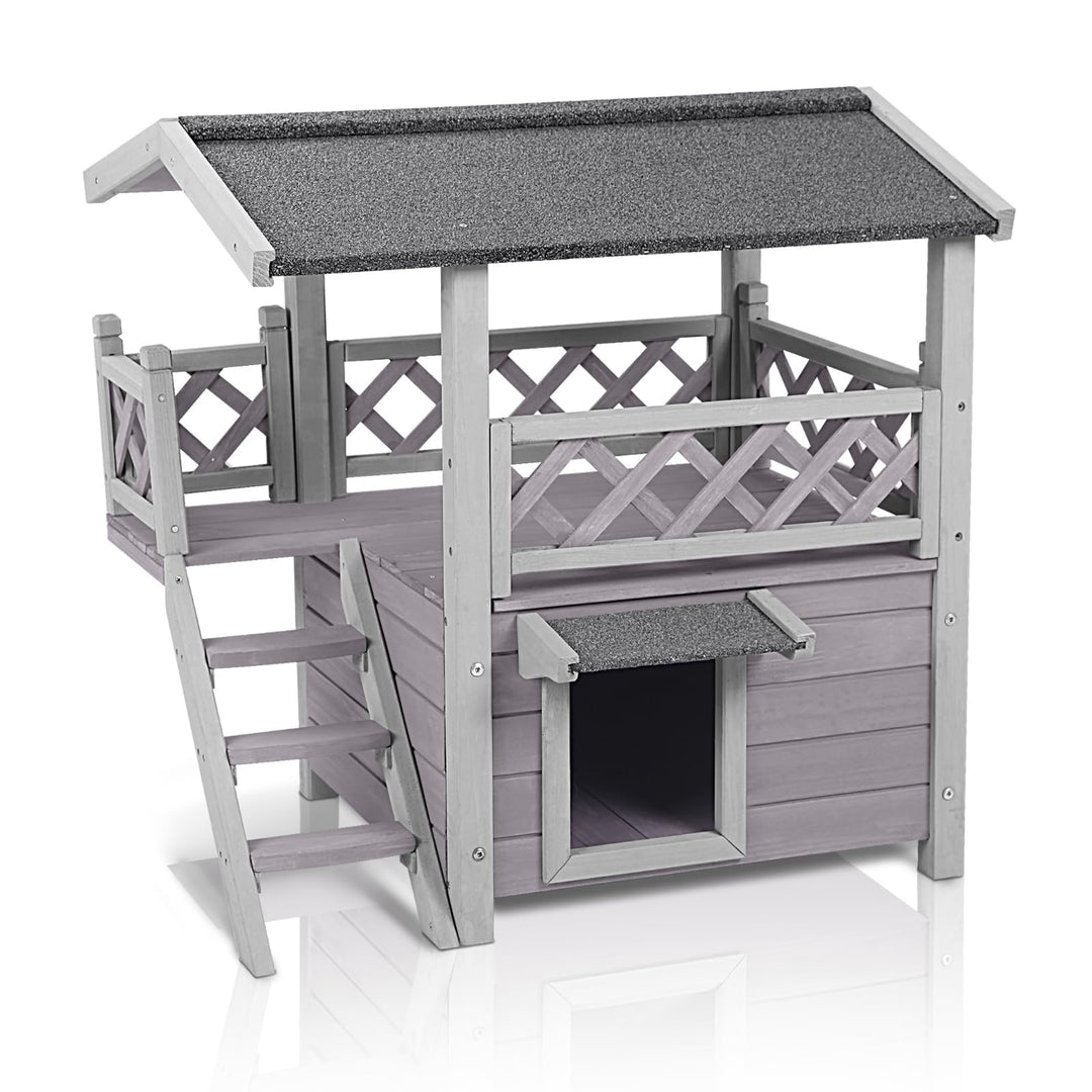 Seiyierr Outdoor＆Innenbereich Katzenhaus wetterfest draussen Im Freien verwilderte Katze Haus Zwei S
