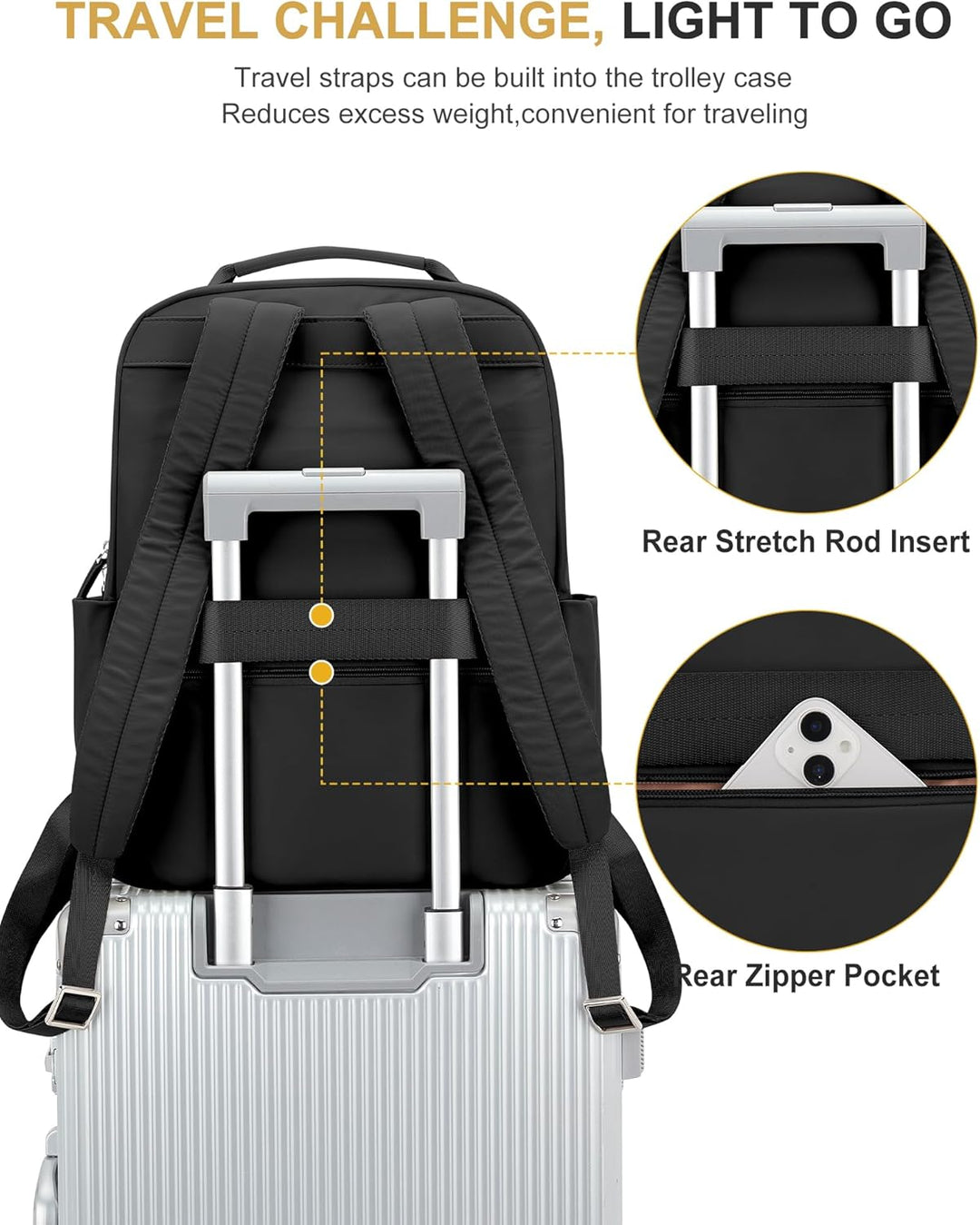 Rucksack Damen, Laptop Cityrucksack Reiserucksack Handtasche Lässig Rucksack Wasserdicht Elegant Cas