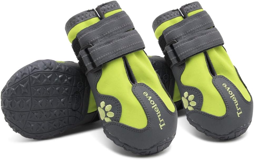MOKCCI Truelove Pfotenschutz Hundestiefel,Wasserdicht Hundeschuhe mit Reflektierenden Riemen für Kle