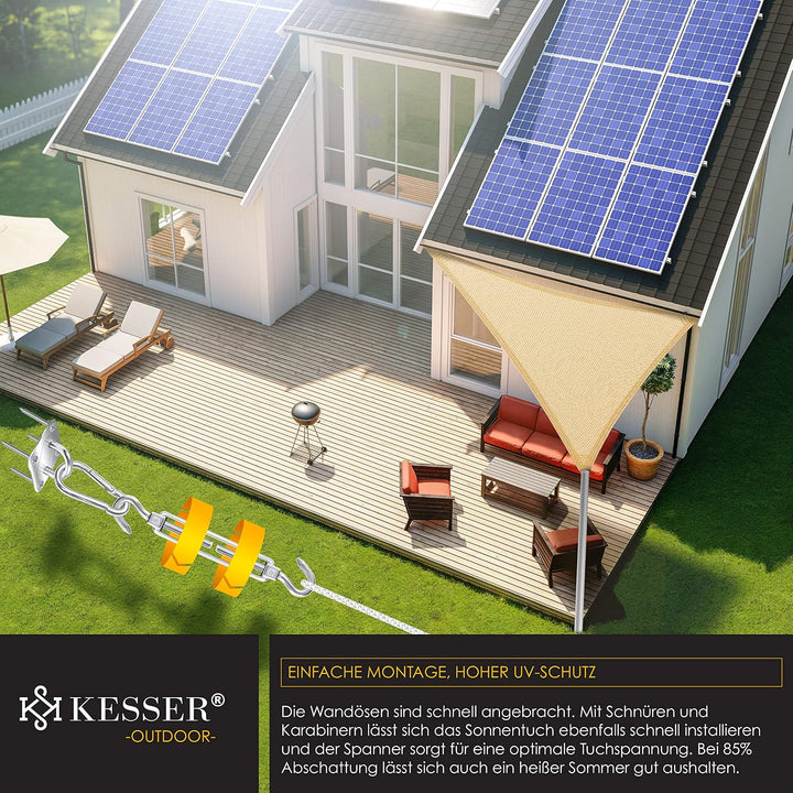 KESSER® Sonnensegel Sonnenschutz Windschutz | HDPE Gewebe | wasserabweisend &amp; windabweisend | Dreiec