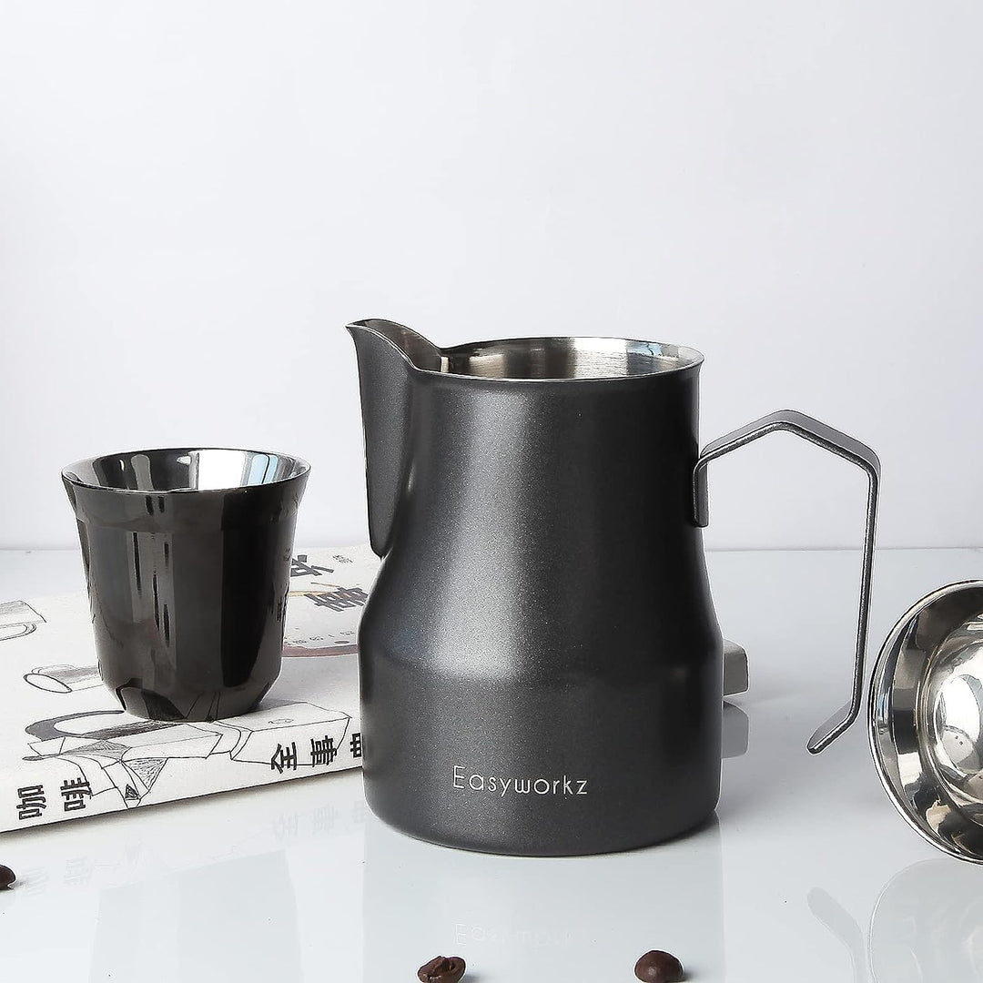 Easyworkz Milchaufschäumkrug aus Edelstahl 350ml Espresso Dampfkrug Milchkännchen Kaffee Schaumkrug