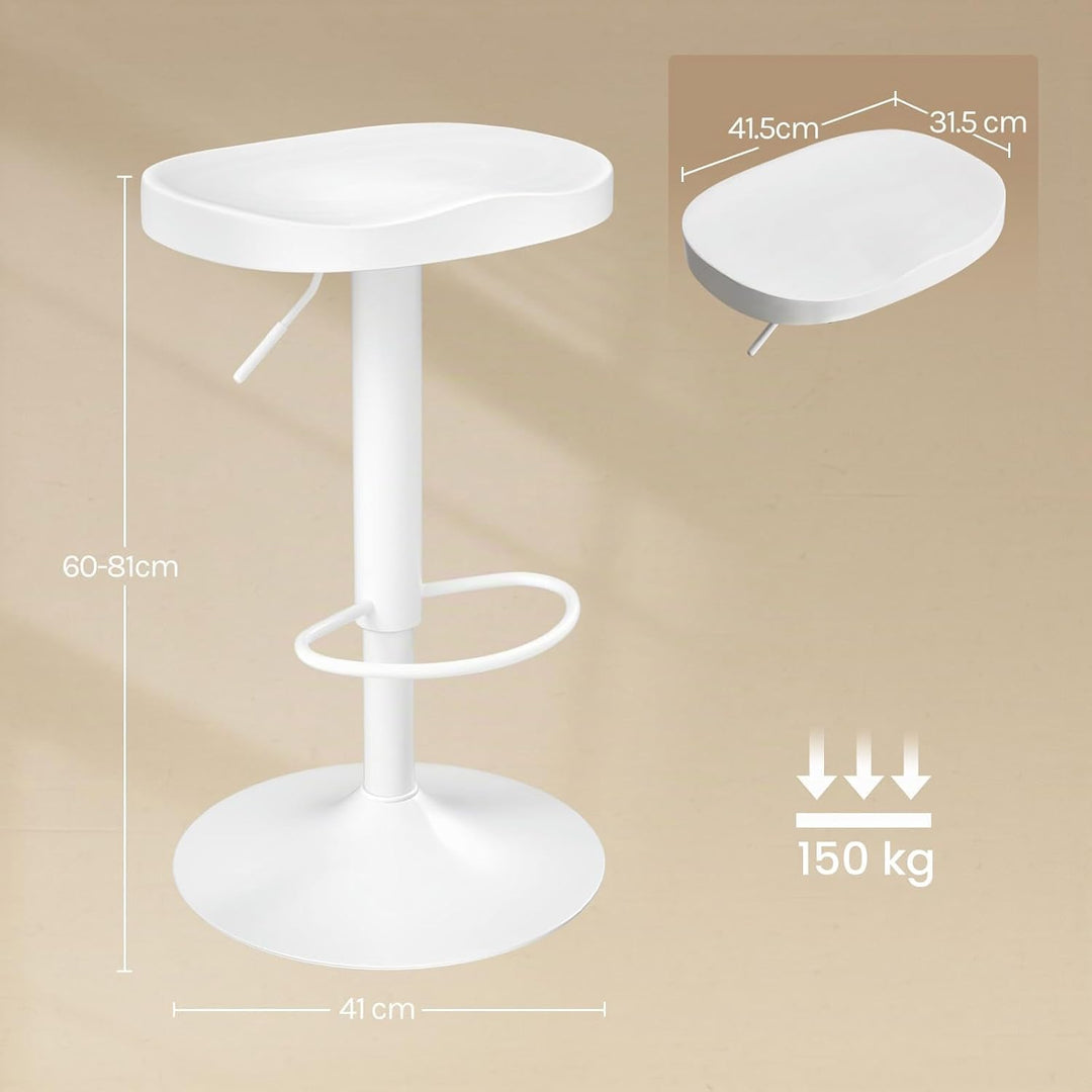WOLTU Barhocker 2er Set, Hocker höhenverstellbar, Massivholz, Weiss | Barstuhl mit Sattelsitz Fussst
