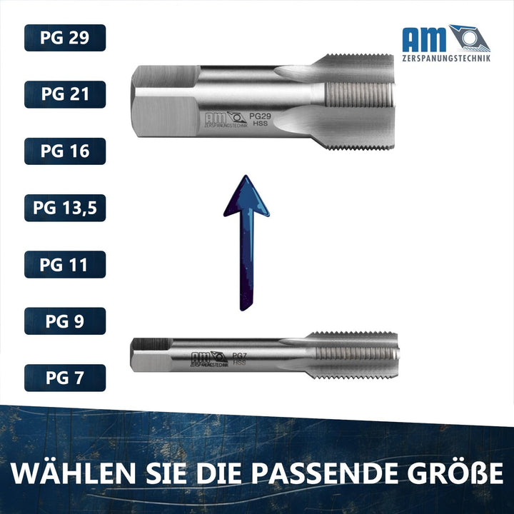 Gewindebohrer PG | Panzerrohr Gewindeschneider PG9 | HSS Panzerrohrgewindebohrer | DIN 40432 PG Gewi