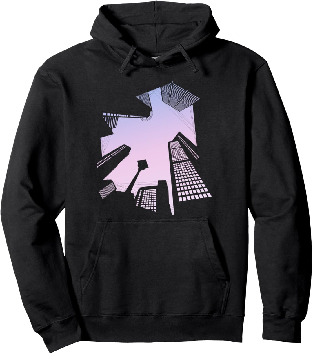 Pastel City Lofi Anime Aesthetic Vaporwave Lo Fi Soft Girl Pullover Hoodie