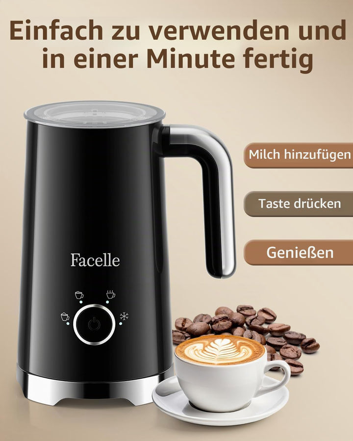 Facelle Milchaufschäumer Elektrisch, Automatische Milchschäumer Warm- und Kaltschaumbereiter für Lat