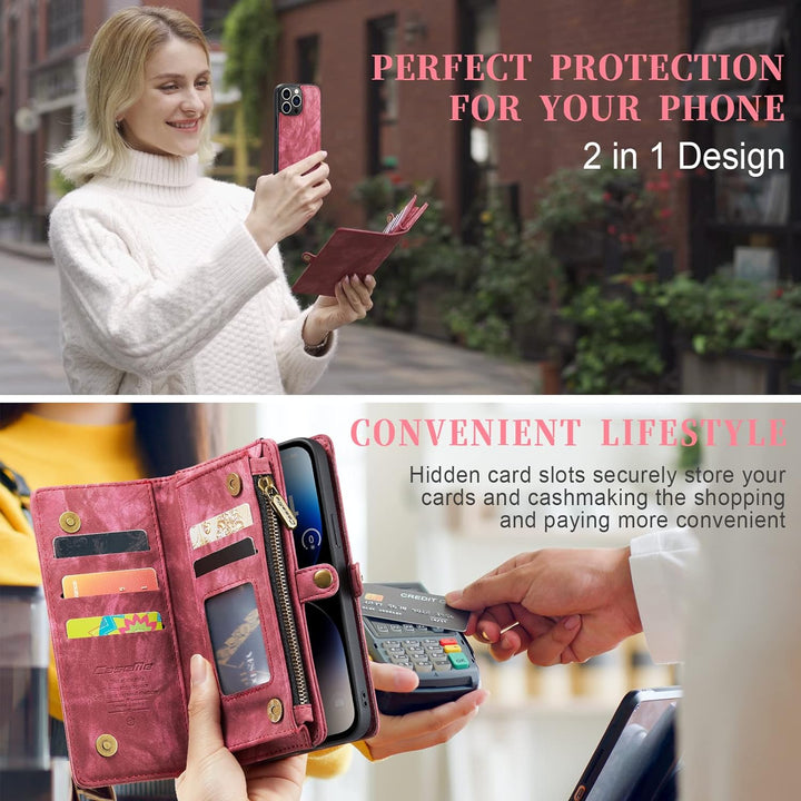 UFinetech iPhone 14 Pro Max Hülle, Flip Leder TPU Stossfeste Kartenfach Tasche Handyhülle iPhone 14