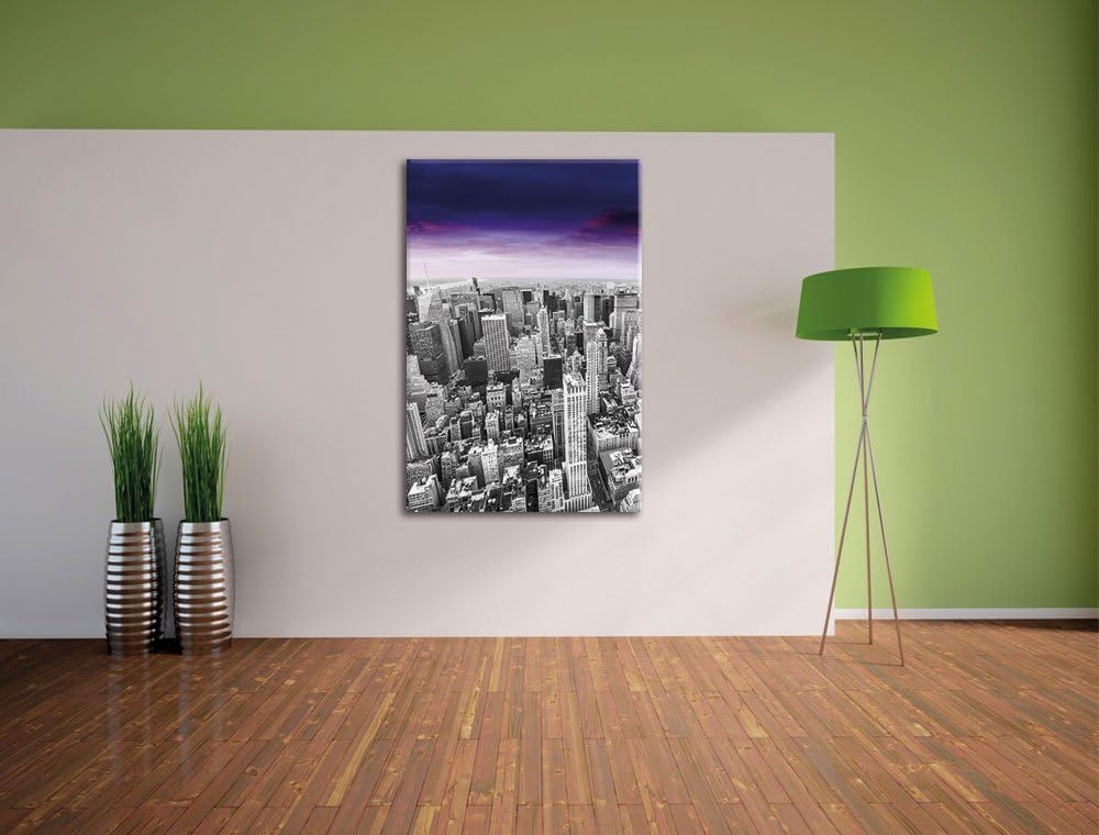 Pixxprint riesige Skyline von New York am späten Abend schwarz/weiss, Format: 80x120 auf hochkantige
