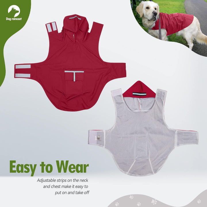 Zellar Hunderegenmantel mit Kapuze & Kragenloch & Sicheren Reflektierenden Streifen, Ultraleichte At