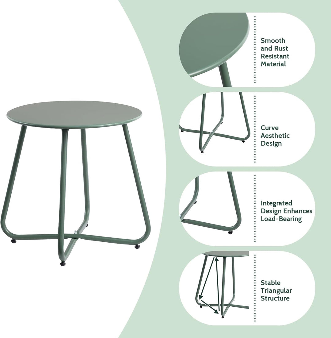 HollyHOME Beistelltisch Outdoor Balkontisch Klein Gartentisch Rund Beistelltisch Metall Wetterfest L