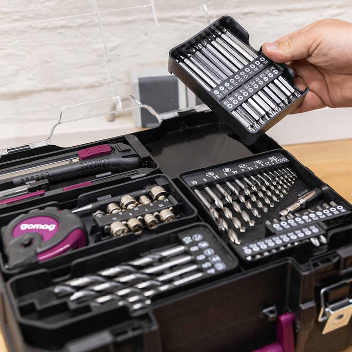 Gomag Akku Schlagbohrschrauber 20V mit 74-tlg Zubehör Koffer CSK74 | 2-Gang Getriebe Akkuschrauber |
