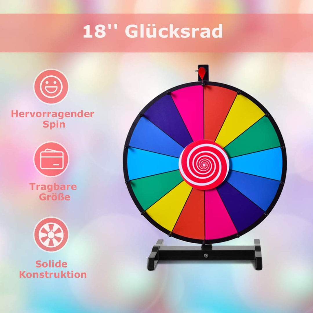 COSTWAY 18" Glücksrad Spielzeug Farbe Rad Spiele für Lotteriespiele Wortspiele, inkl. Radiergummi un