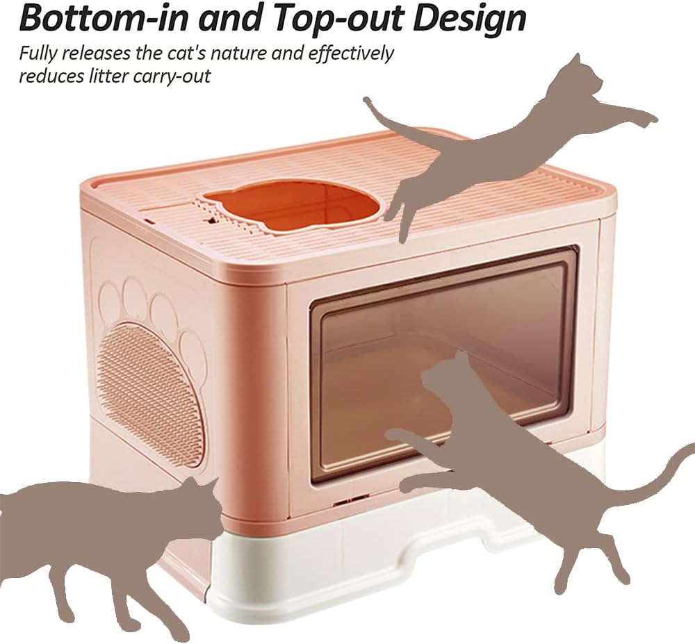 Katzenklo, Katzentoilette mit Deckel, Katzenklo inklusive Schaufel, ausziehbares Tablett, 2 Öffnunge
