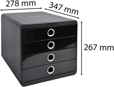 Exacompta 314438D Premium Ablagebox mit 4 Schubladen für DIN A+ Dokumente. Belastbare Schubladenbox