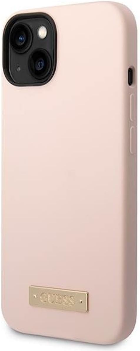 Guess GUHMP14SSBPLP hülle für iPhone 14 6,1" rosa/pink Hard case Silicone Logo Plate