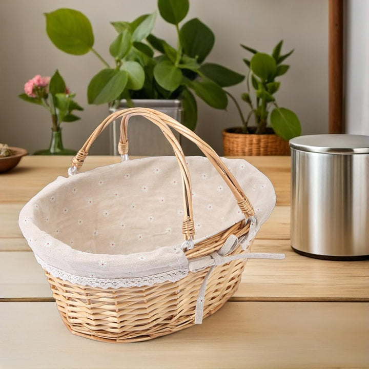 Happyyami Rustikaler Blumenmädchenkorb aus Synthetischem Material mit Griff Handgewebter Aufbewahrun