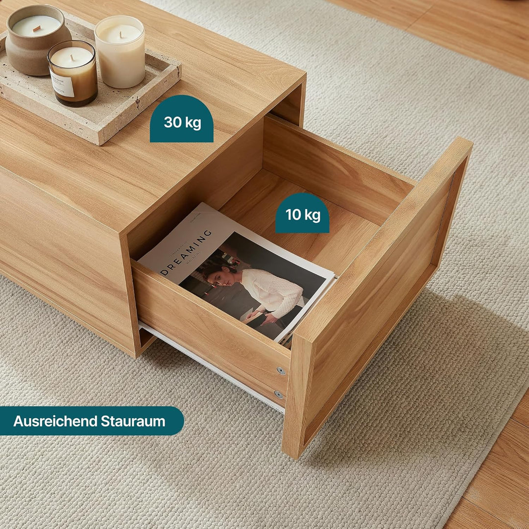 [en.casa] Couchtisch Turur Wohnzimmertisch 104 x 50 x 40 cm Sofatisch mit 2 integrierten Schubladen