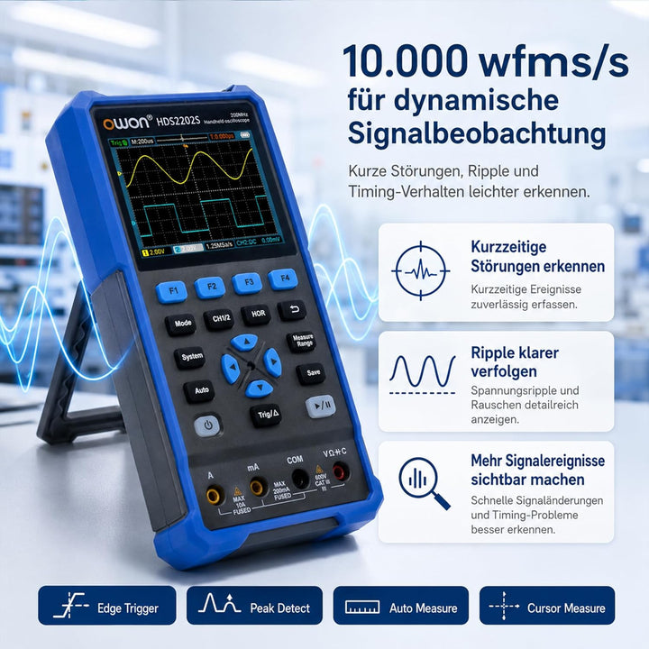 HDS2202S OWON Oszilloskop 3 in 1 Handoszilloskop 200MHz Bandbreite 1GS/s Abtastrate + 4 1/2 Stellen