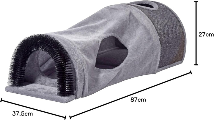 dobar® 43408FSCe Faltbare Katzenhöhle - Katzentunnel - Kratzfläche & Spielball - Spieltunnel Plüsch