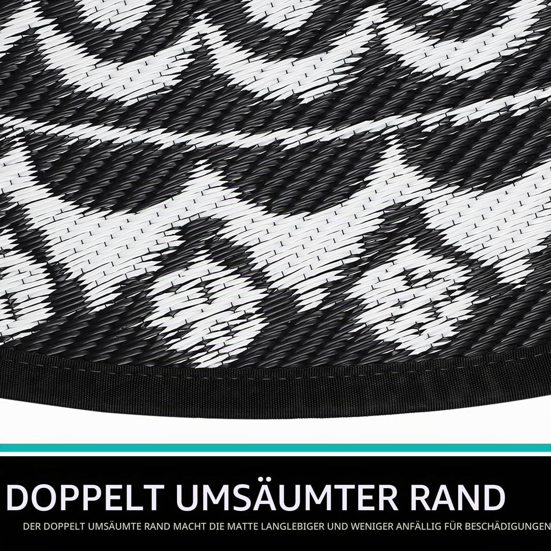 Capslpad Rund Aussenterrasse Teppich ∅150cm Wende Picknickmatte Wasserdichter Kunststoff-Strohteppic