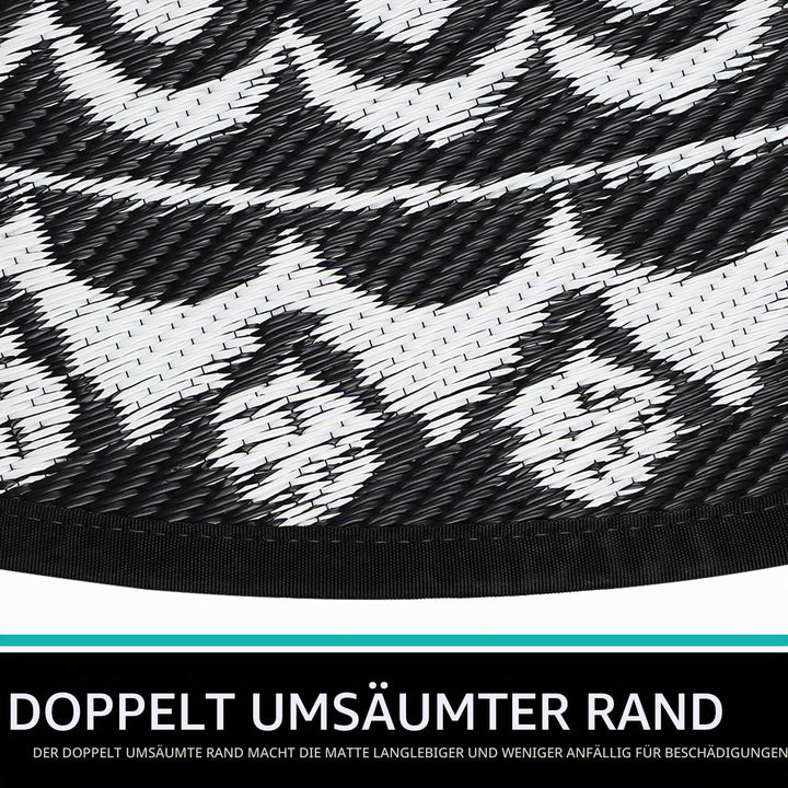 Capslpad Rund Aussenterrasse Teppich ∅150cm Wende Picknickmatte Wasserdichter Kunststoff-Strohteppic